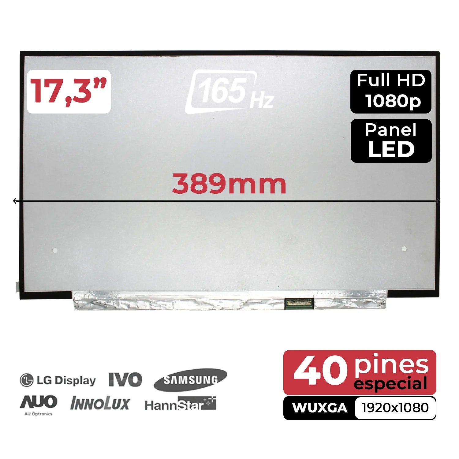 Pantalla Led De 17.3" Para Portátil N173Hme-Ga1 Fhd 165Hz