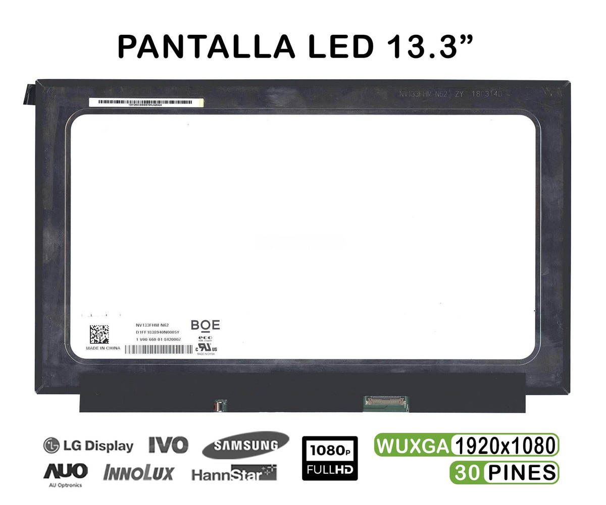 Pantalla Led De 13.3" Para Portátil Nv133Fhm-N62