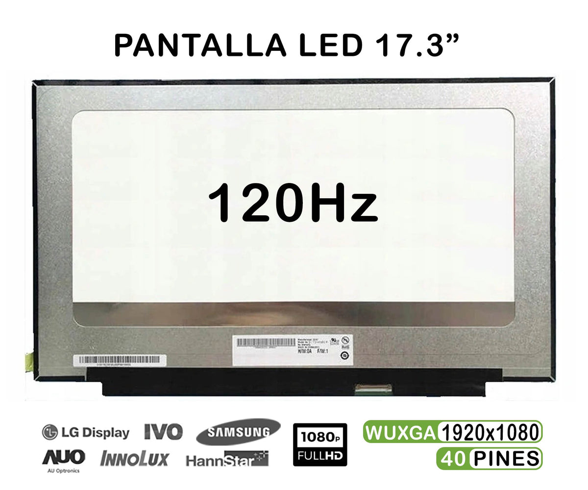 Pantalla Led De 17.3" Para Portátil Nv173Fhm-Nx1 1920X1080 120Hz 40 Pines