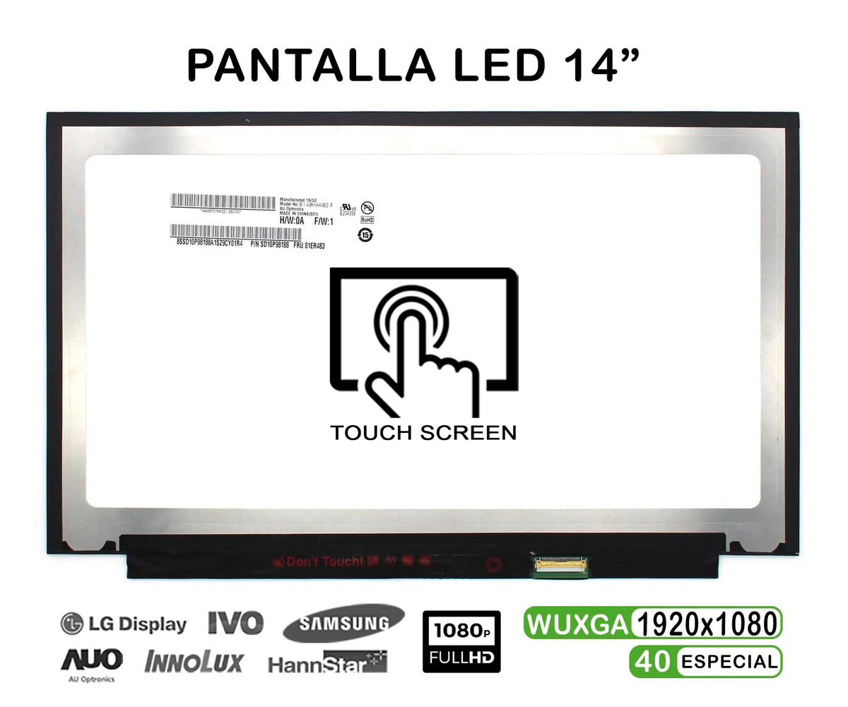 Pantalla Led Táctil De 14" Para Portátil B140Hak02.3 Hw0A Fw1
