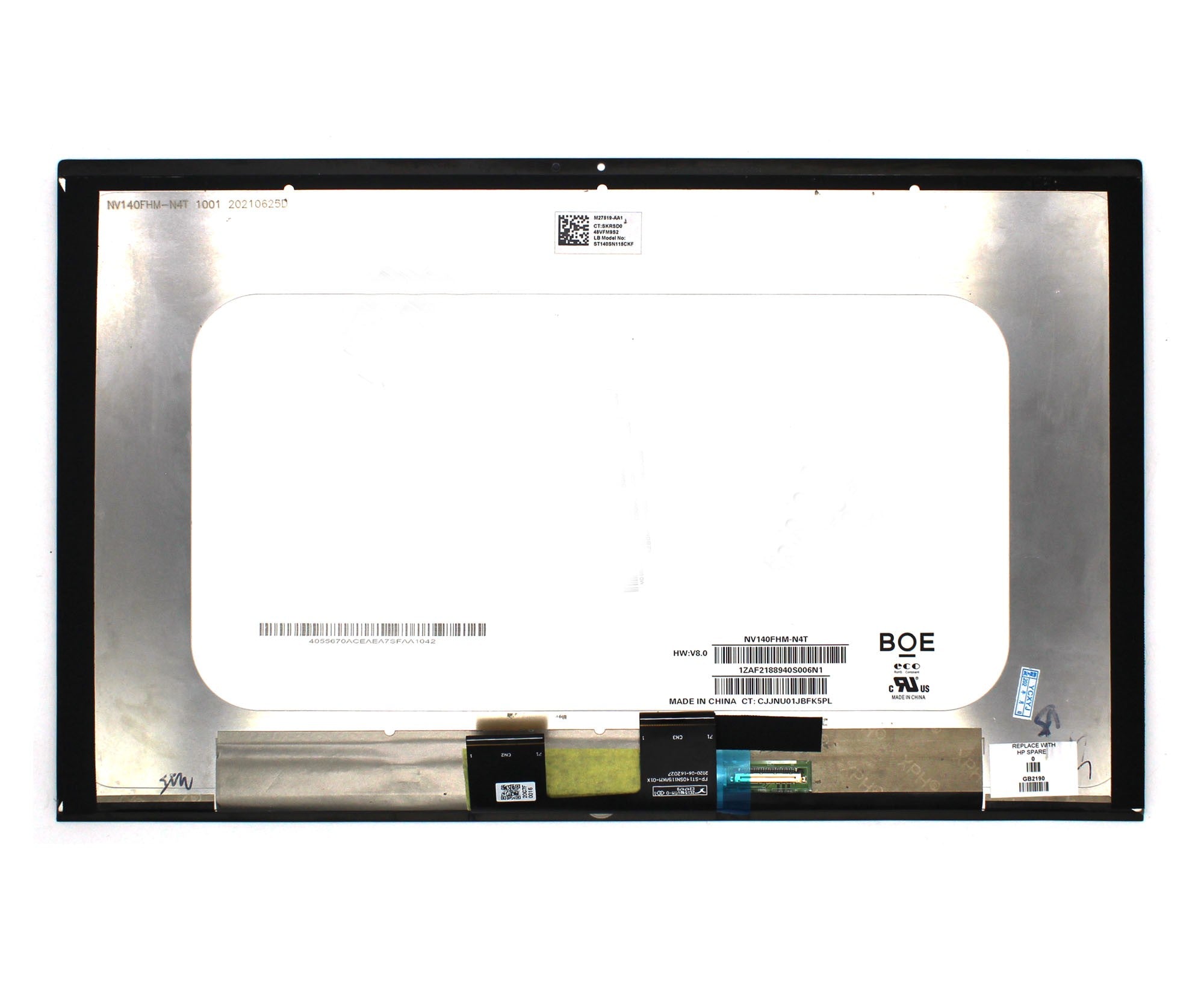 Pantalla Led Táctil 14" Para Portátil Hp Pavilion X360 14M-By Fhd Sin Marco De Plástico + Cristal Frontal