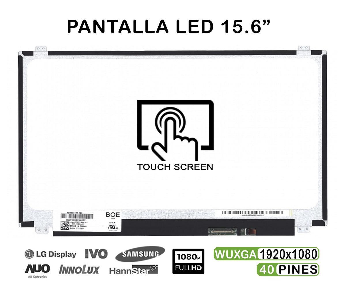 Pantalla Led De 15.6" Táctil Para Portátil Nt156Fhm-T00 Fhd 40 Pines