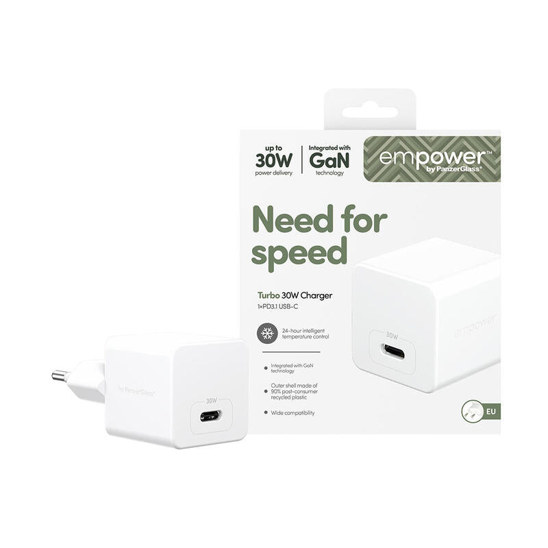 Panzerglass Empower Turbo 30w Charger Single Usb-C Eu Plug Silver Blanco