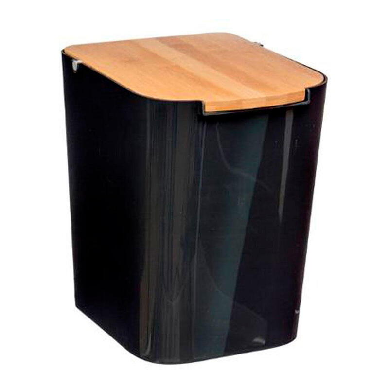 Papelera De Baño De Bambu-Negro 5l Colección 'Baltik'