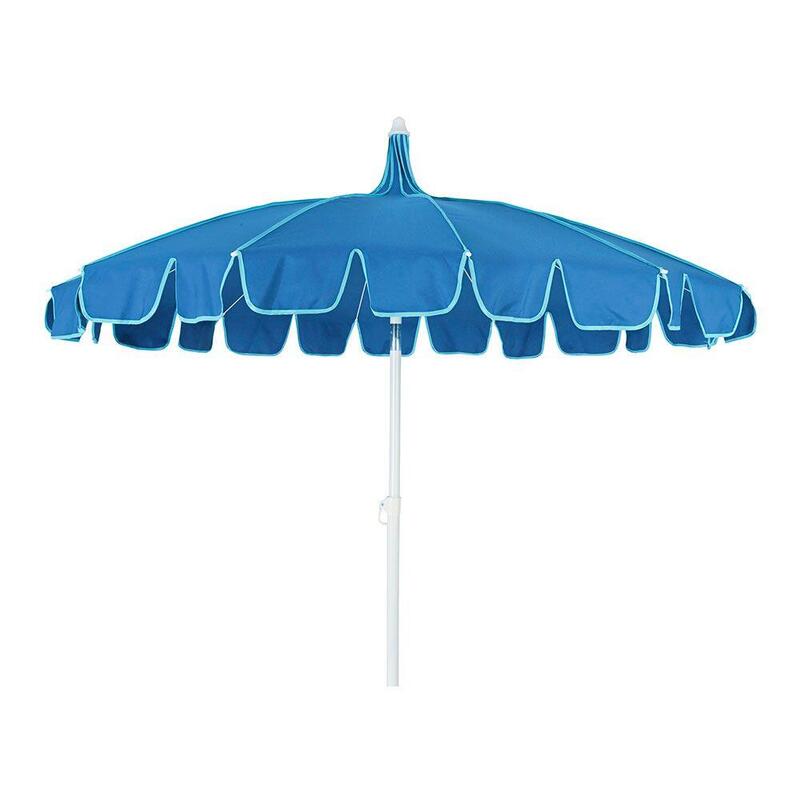 Parasol Para Jardín, Azul Con Ribete Verde Agua, Ø195 X 215 Cm