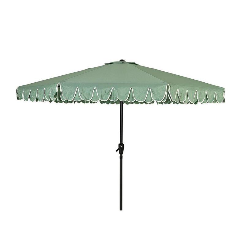 Parasol Para Jardín, Verde Con Ribete Blanco, Ø270 X 235 Cm