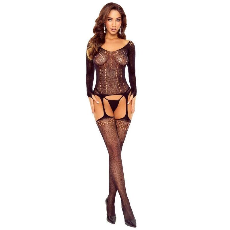Passion - Bs125 Bodystocking Malla Negro