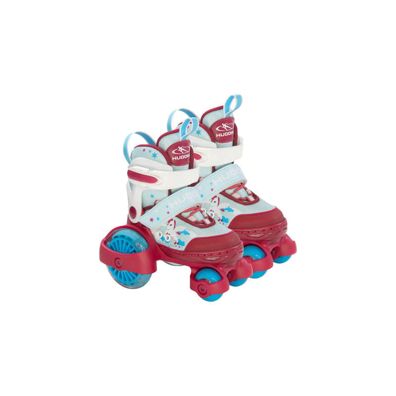 Patines Sobre Ruedas Hudora My First Quad Tamaño Led. 26-29, Patines Rojo/Azul Claro, Con Iluminación Led 22051