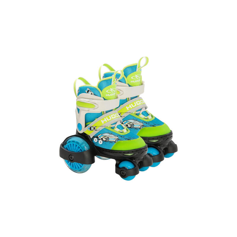 Patines Sobre Ruedas Hudora My First Quad Tamaño Led. 26-29, Patines Verde/Azul, Con Iluminación Led 22050