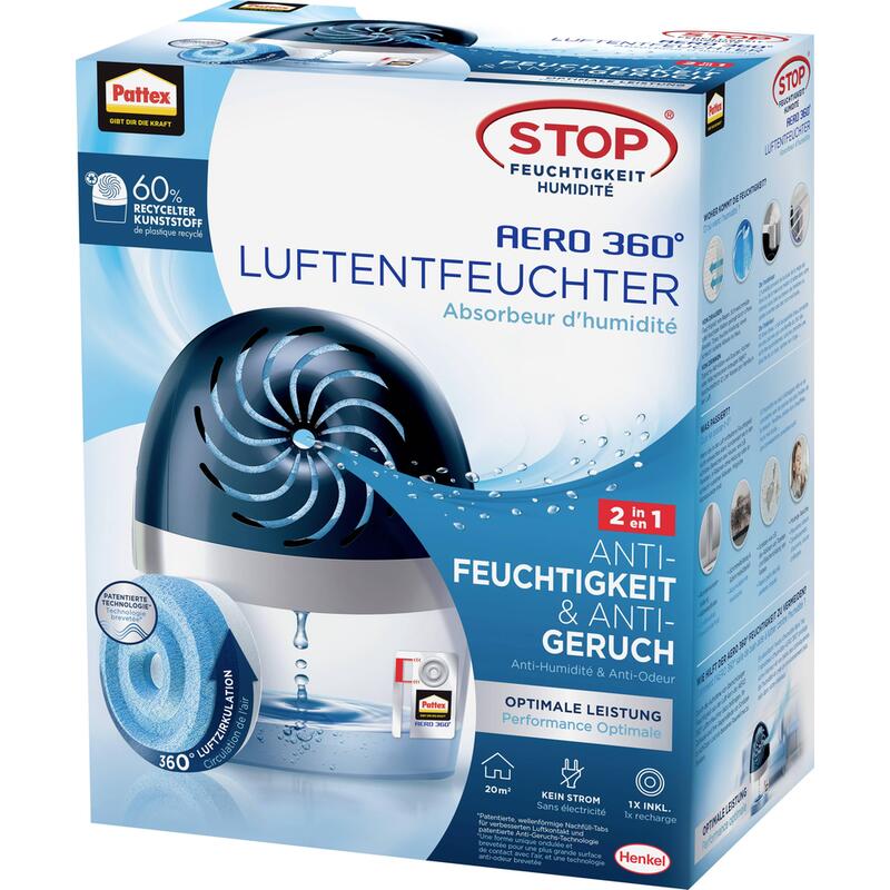 Pattex Aero360 Deshumificador 50m³ Blanco, Azul