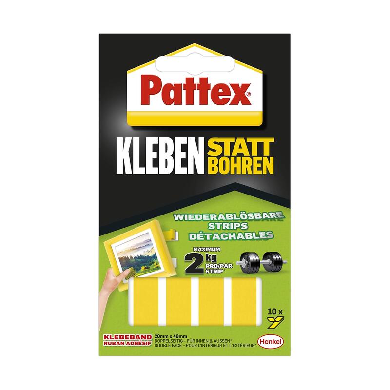 Pattex Kleben Statt Bohren, Klebestrips, Despegable, 10 St