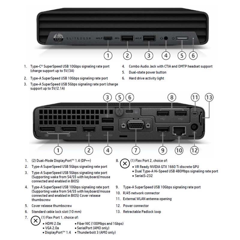 Pc Reacondicionado Hp Elitedesk 800 G6 I5-10500t 16gb 256gb Ssd Intel Uhd Graphics 630 Wifi W11 Pro Grade B