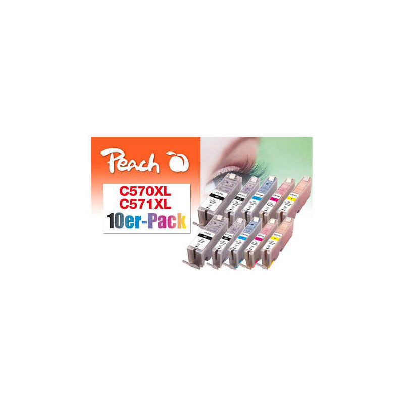 Peach 0f319980 Tinta Canon Pgi-570xl/Cli-571xl Negro, Cian, Magenta, Foto Negro, Amarillo 10 Pieza(S)