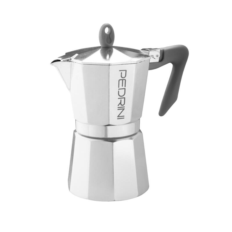 Pedrini - Espressokocher Aluminio Poliert Con Negroem Griff Para 6 Tassen