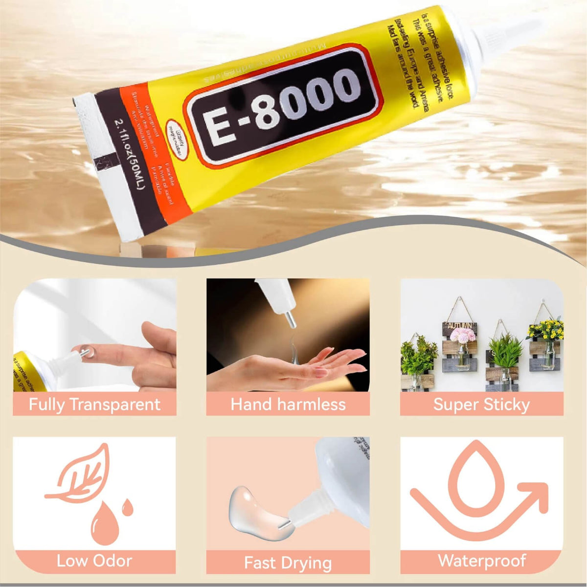 Pegamento E-8000 50Ml Reparación Para Pantalla De Teléfono Móvil Diy
