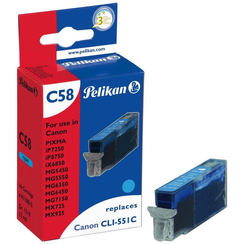 Pelikan Tinte Canon C58 Cli-551c Xl Comp. Cyan