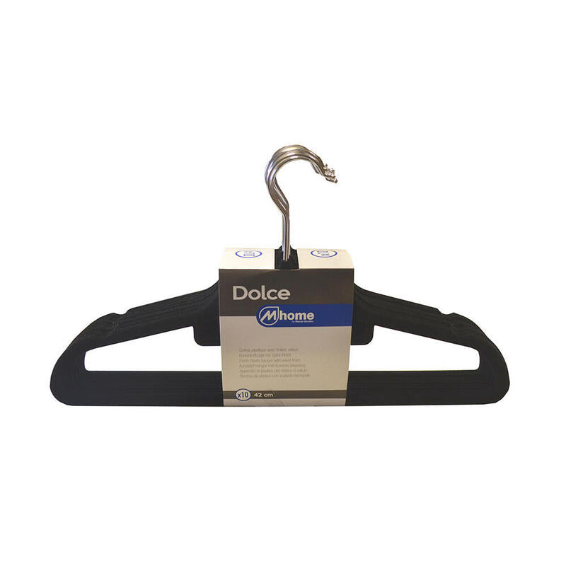 Perchas De Plástico Con Acabado Terciopelo 42 Cm, 10 Uds