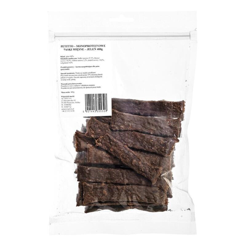 Petitto Monoproteinowe Paski Miesne-Jelen - Przysmak Para Perro 400g