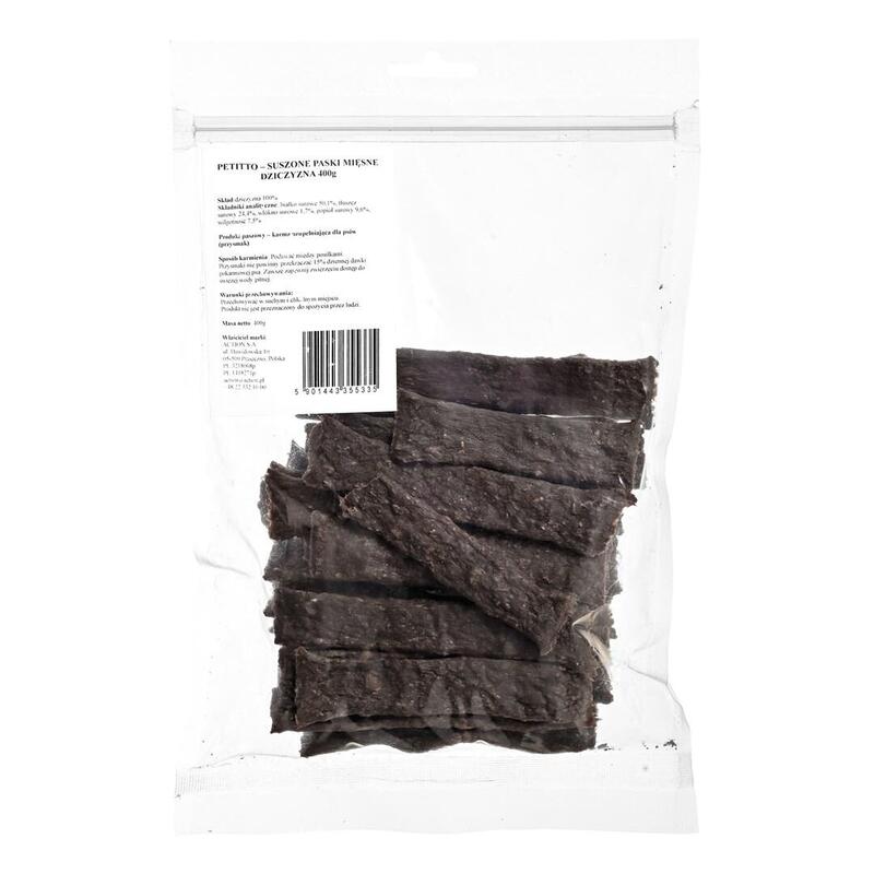 Petitto Suszone Paski Miesne Dziczyzna - Przysmak Para Perro 400g