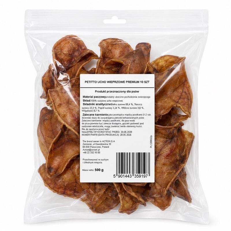 Petitto Ucho Wieprzowe Para Perro 10 Szt 40g