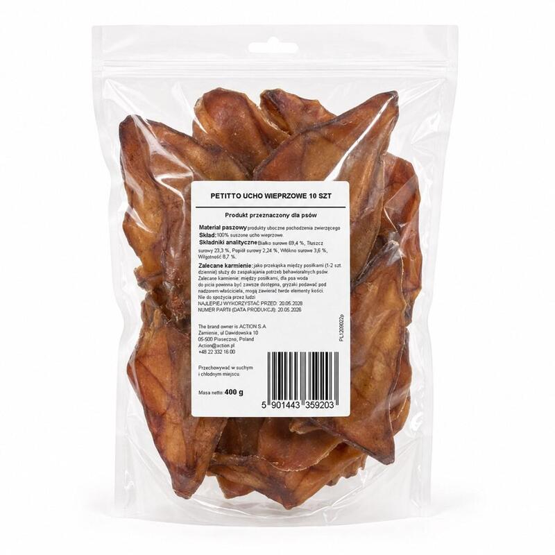 Petitto Ucho Wieprzowe Para Perro 10szt