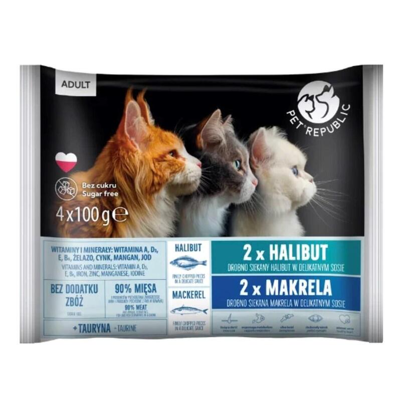 Petrepublic Adult Fletán Y Caballa Box Comida Húmeda Para Gato 4x100g
