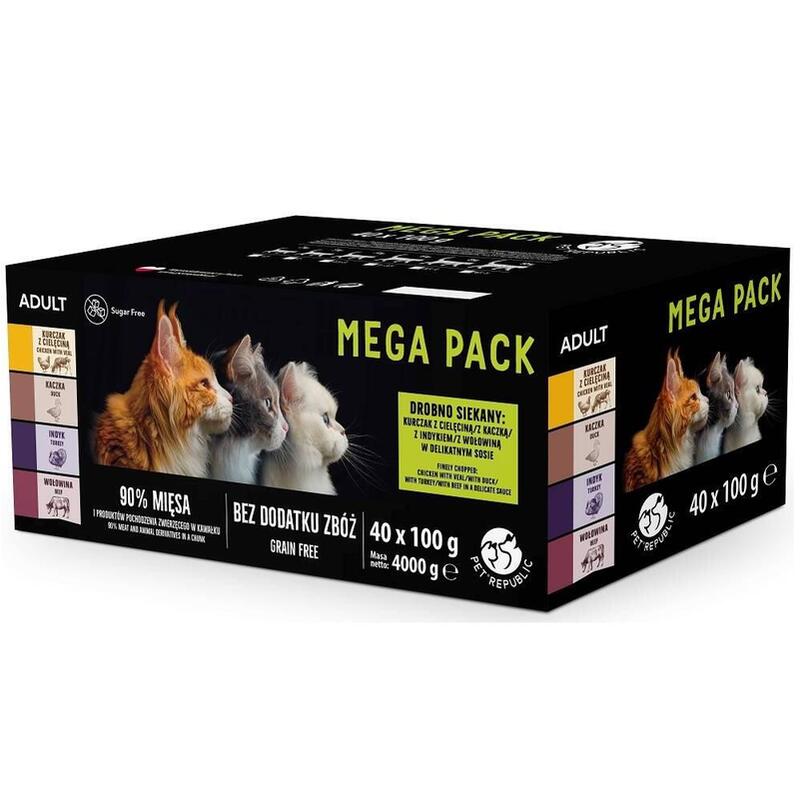 Petrepublic Saszetki Dla Kota (Kaczka, Indyk, Wolowina, Kurczak Z Cielecina) 100g