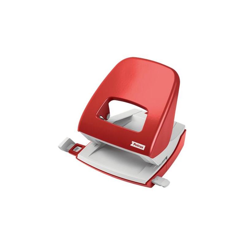 Petrus 62 Taladro Metalico - Hasta 30 Hojas - Marcas De Formato - Facil Vaciado - Punzones 5.5mm - Color Rojo