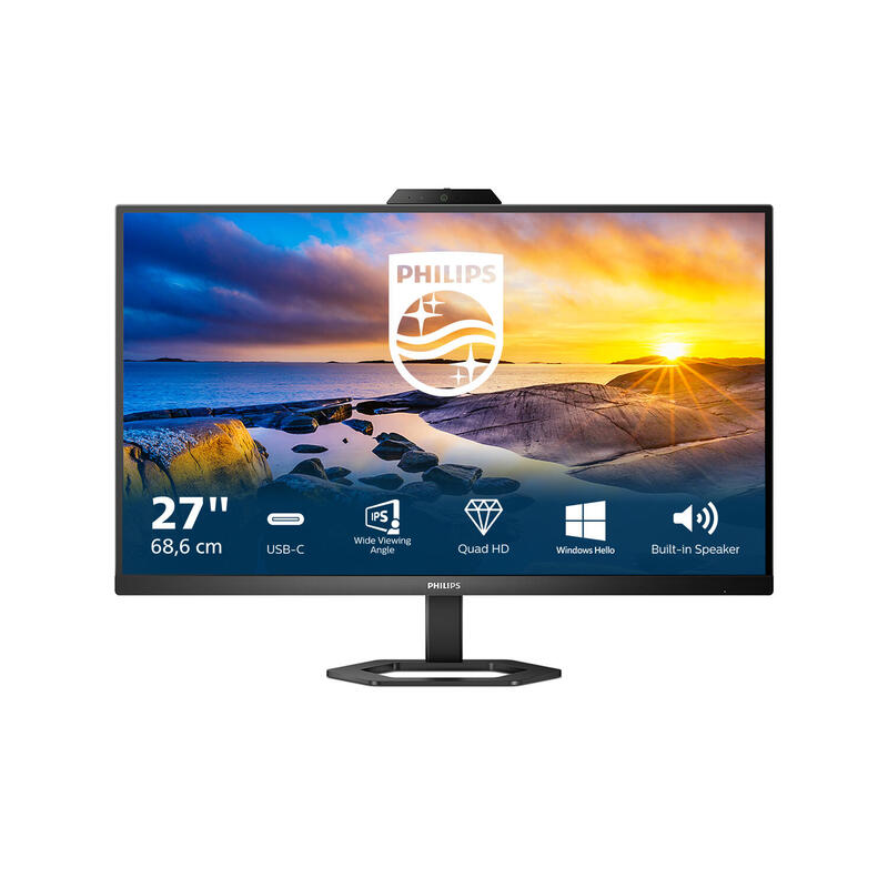 Philips 27e1n5600he 5000 Series Monitor Led 27" 2560 X 1440 Qhd @ 75 Hz Ips 300 Cd/M² 1000:1 1 Ms Hdmi Displayport Usb-C Altavoces Negro Con Textura