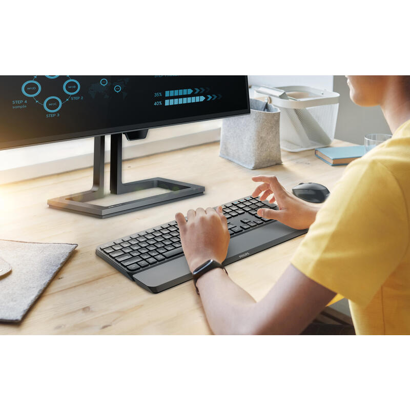 Philips 6000 Series Spt6607b Teclado Ratón Incluido Rf Wireless + Bluetooth Negro