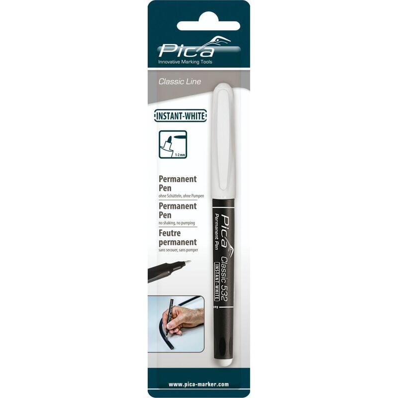Pica Permanent Marker Instant White, Bullet Tip, 1-2mm Retail