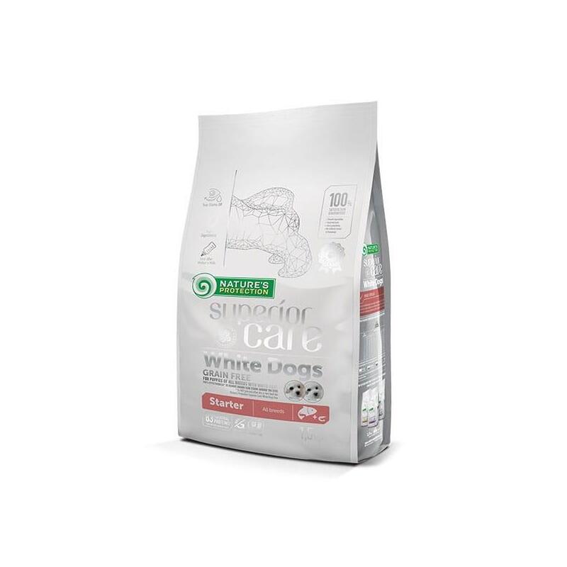 Pienso Para Cachorros Nature'S Protection Superior Care White Dogs Grain Free Starter Salmon De Pelaje Blanco - 1,5 Kg