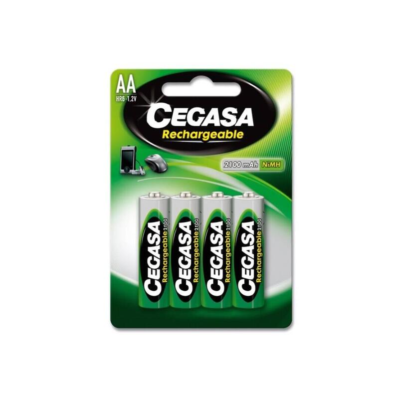 Pila Recargable Cegasa Hr6 2100mah 1.2v Aa Pack 4 (Ecotasas Incluidas)