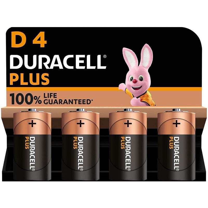 Pilas Duracell Alcalinas Plus Extra Life Mn1300/Lr20 Mono D (4-Pack)