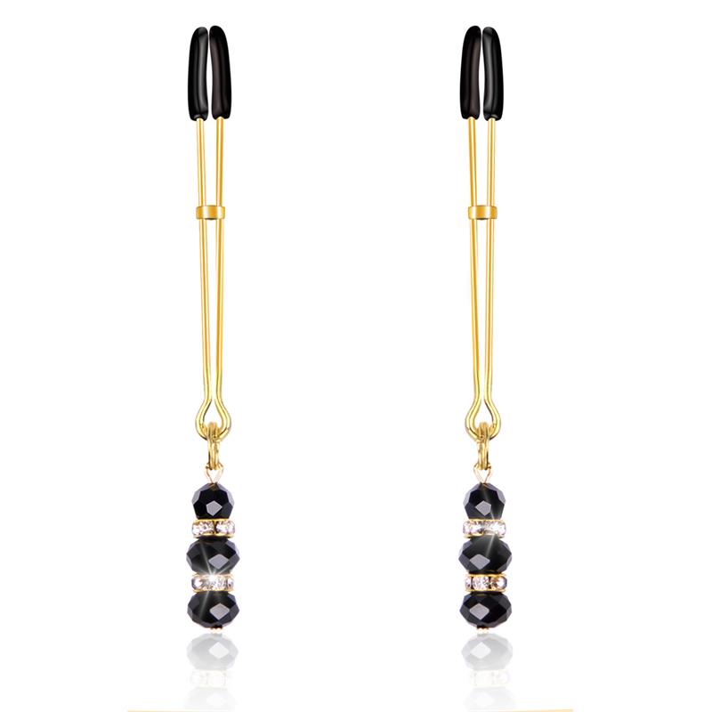 Pinzas Para Pezones Con Bolas De Cristal Dorado