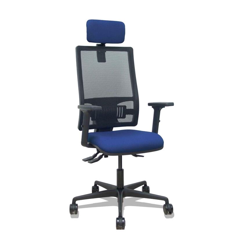 Piqueras Y Crespo Silla Bormate Asincro Malla Negra Asiento Bali Azul Claro Brazos 2d Ruedas 65mm Cabecero Regulable
