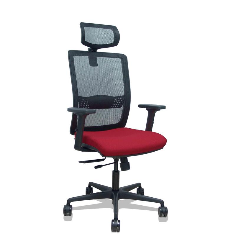 Piqueras Y Crespo Silla Haches Traslack Malla Negra Asiento Bali Granate Brazos 2d Ruedas 65mm Cabecero Regulable
