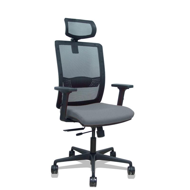 Piqueras Y Crespo Silla Haches Traslack Malla Negra Asiento Bali Gris Brazos 2d Ruedas 65mm Cabecero Regulable