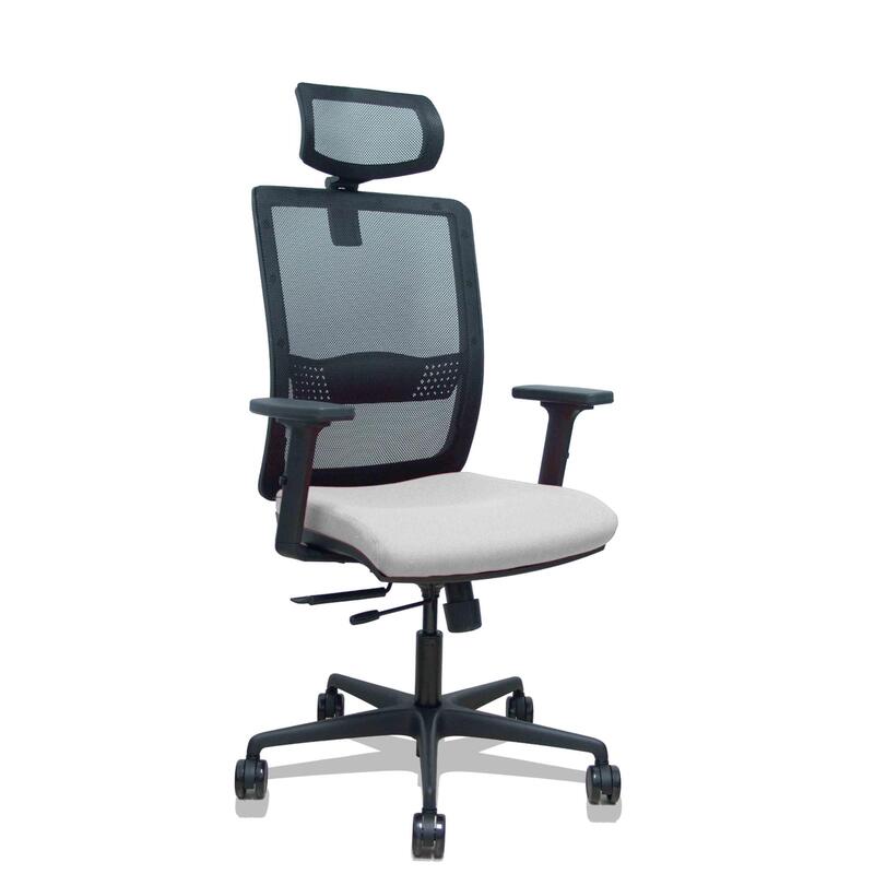 Piqueras Y Crespo Silla Haches Traslack Malla Negra Asiento Bali Gris Claro Brazos 2d Ruedas 65mm Cabecero Regulable