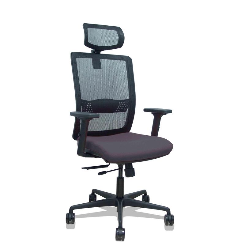 Piqueras Y Crespo Silla Haches Traslack Malla Negra Asiento Bali Gris Oscuro Brazos 2d Ruedas 65mm Cabecero Regulable