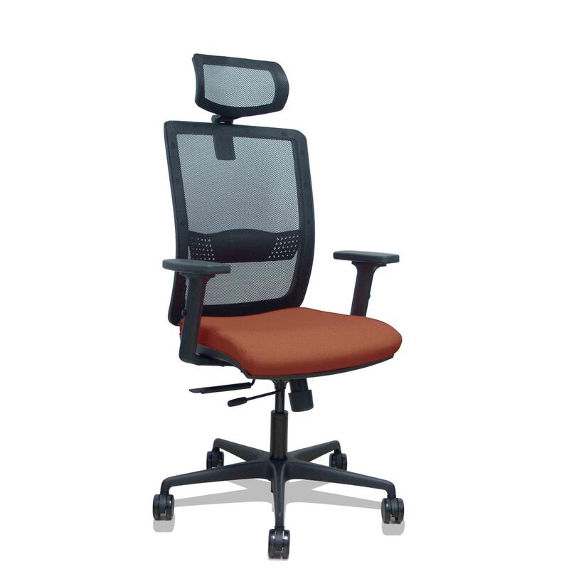 Piqueras Y Crespo Silla Haches Traslack Malla Negra Asiento Bali Marron Brazos 2d Ruedas 65mm Cabecero Regulable