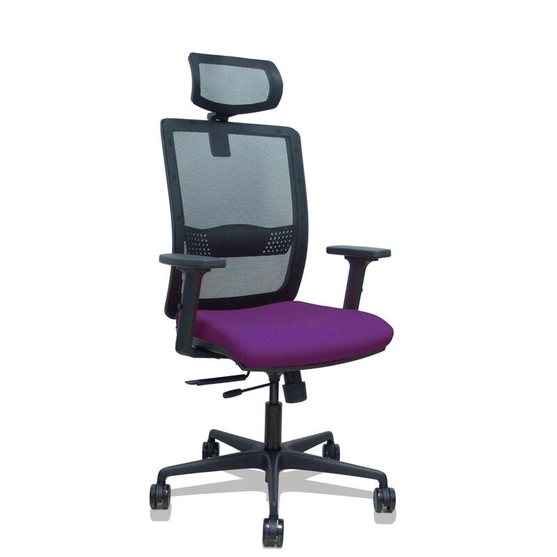 Piqueras Y Crespo Silla Haches Traslack Malla Negra Asiento Bali Morado Brazos 2d Ruedas 65mm Cabecero Regulable