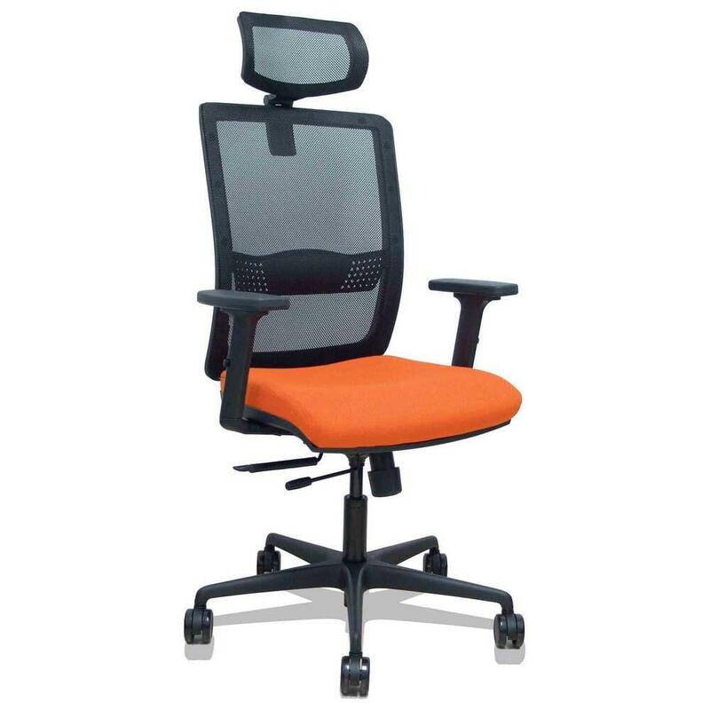 Piqueras Y Crespo Silla Haches Traslack Malla Negra Asiento Bali Naranja Brazos 2d Ruedas 65mm Cabecero Regulable