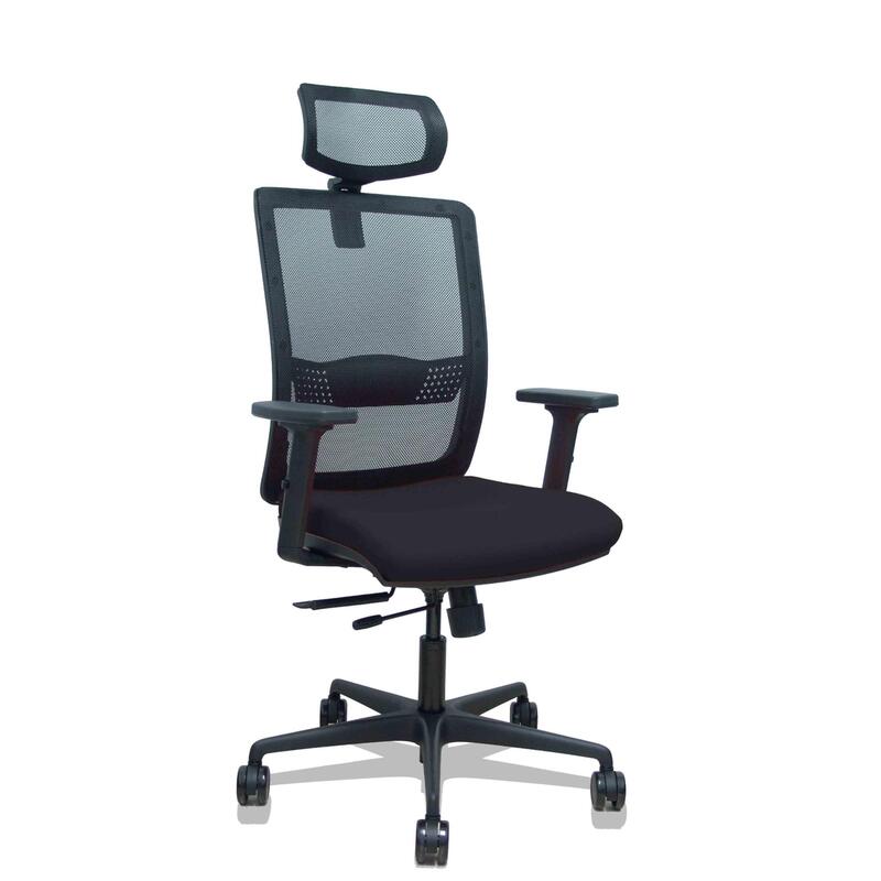 Piqueras Y Crespo Silla Haches Traslack Malla Negra Asiento Bali Negro Brazos 2d Ruedas 65mm Cabecero Regulable