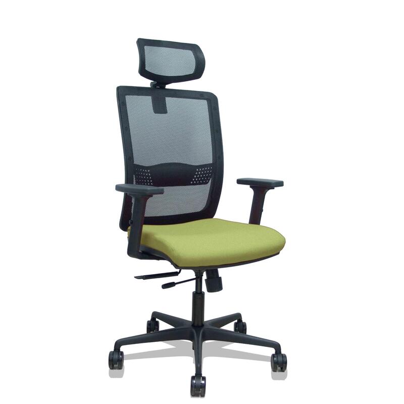 Piqueras Y Crespo Silla Haches Traslack Malla Negra Asiento Bali Verde Oliva Brazos 2d Ruedas 65mm Cabecero Regulable