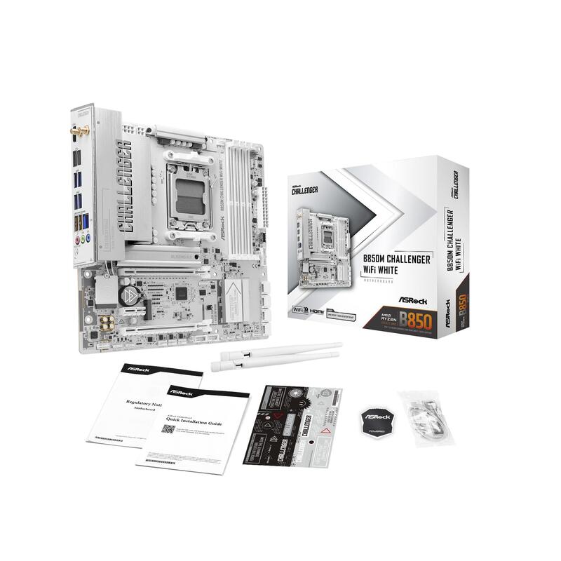 Placa Base Asrock B850m Challenger Wifi Ddr5 Am5 Blanco 90-Mxbu50-A0uayz Retail