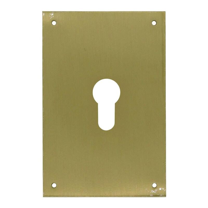 Placa Bocallave, Pera, Modelo Plp13, De Latón Con Acabado Latón Satinado, 80 X 120 Mm