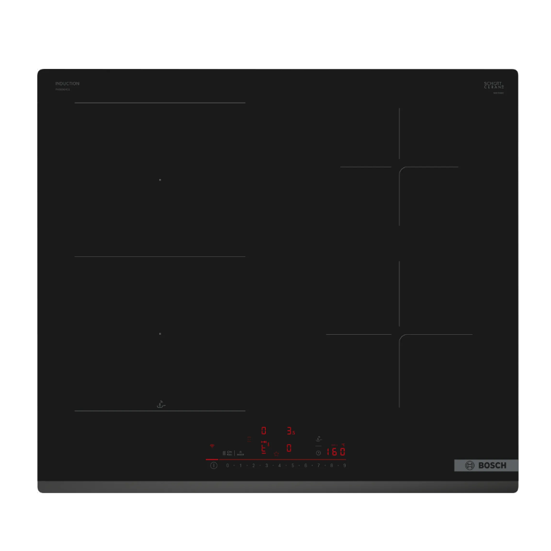 Placa De Inducción Bosch Pif612bb1e, Número De Zonas De Cocción 4, Sin Marco, Ancho 60 Cm, Blanco