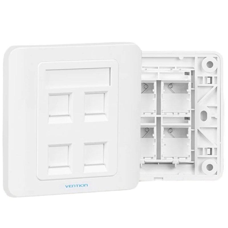 Placa De Pared Tipo 86 Vention Iffw0 4 Puertos Rj45