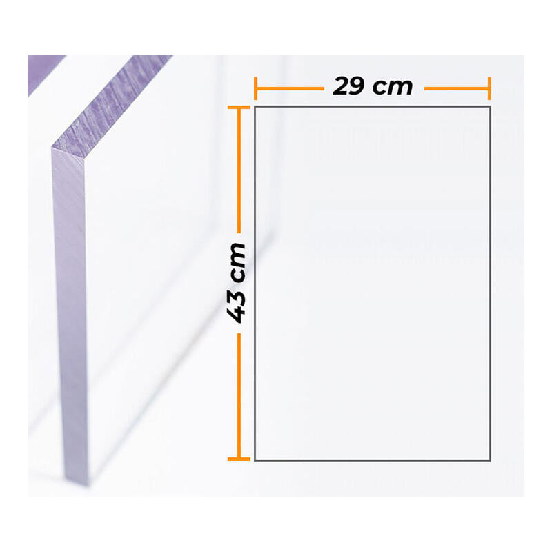 Placa Policarbonato Transparente 4mm - 29x43cm.